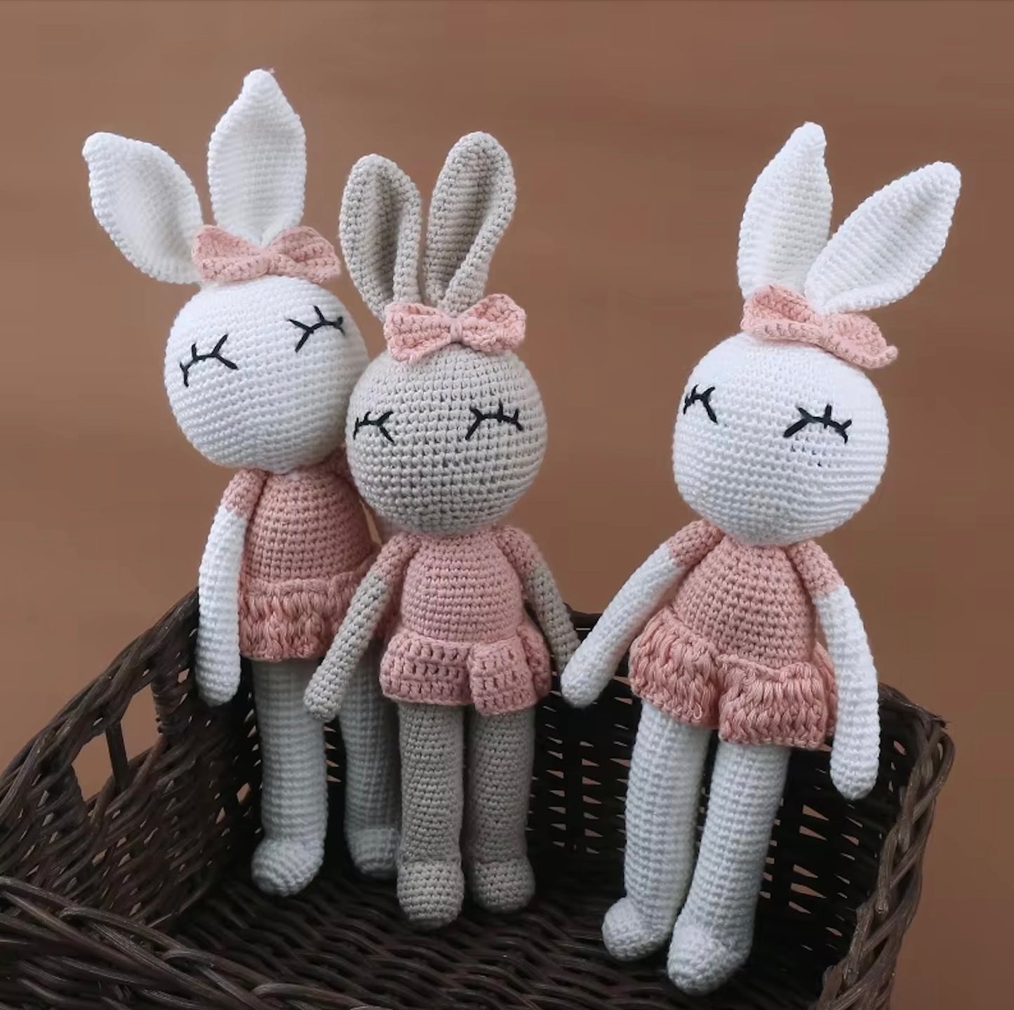 Crochet Stuffed Bunny Toy - Pink