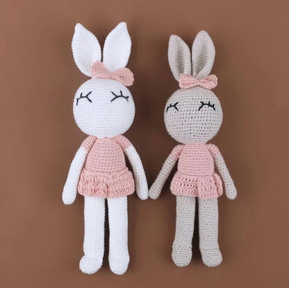 Crochet Stuffed Bunny Toy - Pink