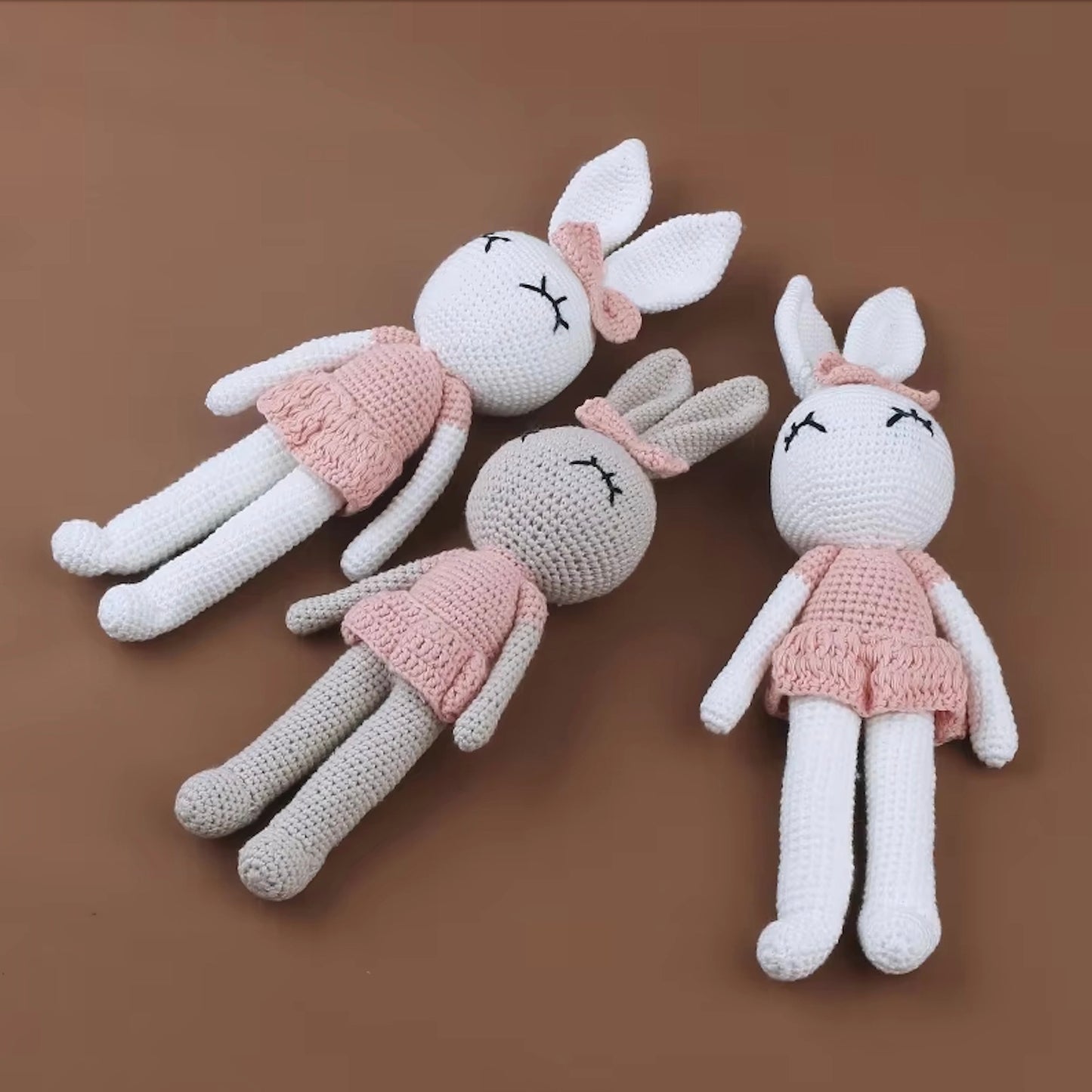 Crochet Stuffed Bunny Toy - Pink