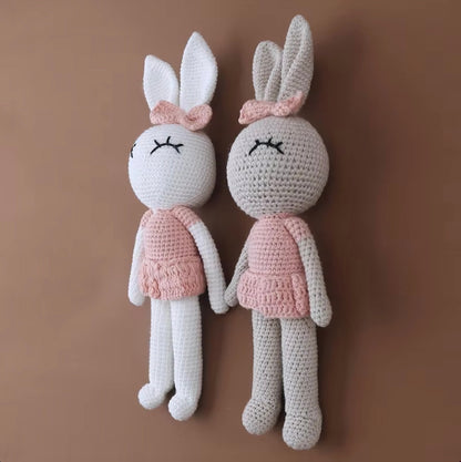 Crochet Stuffed Bunny Toy - Pink