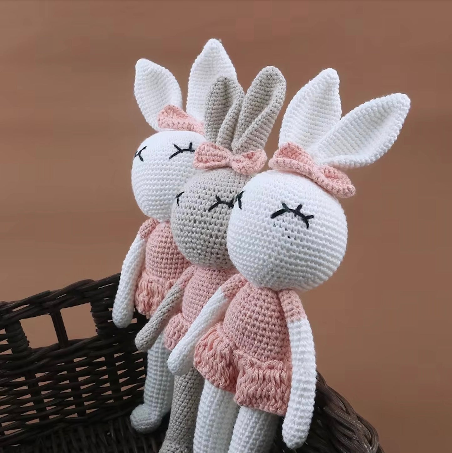 Crochet Stuffed Bunny Toy - Pink